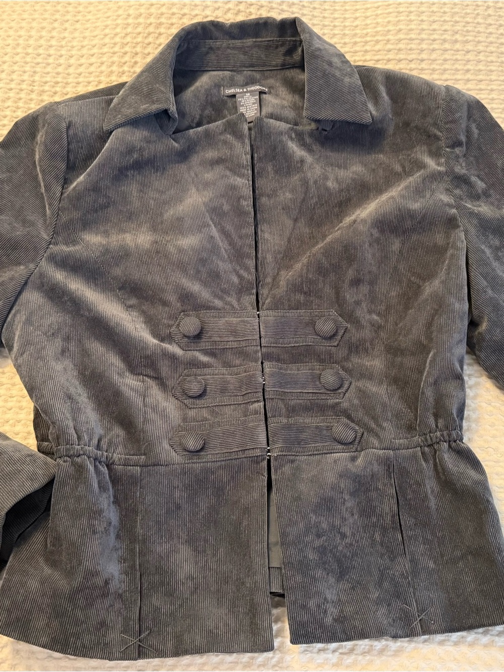 Chelsea & Theodore Gray Corduroy Military Corset Blazer Jacket M